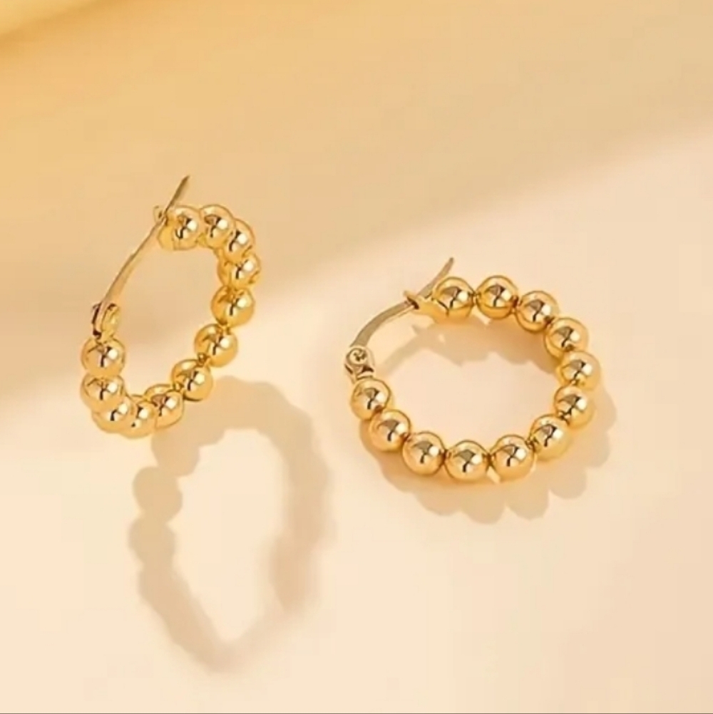 Gold Tone Ball Hoops